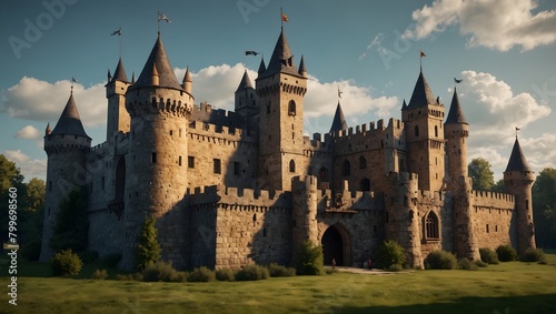  A medieval cartoon castle serving as a school for young wizards and knights ai_generated