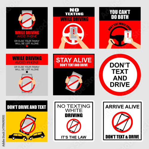while driving avoid phone or else your family will be left alone, poster vector