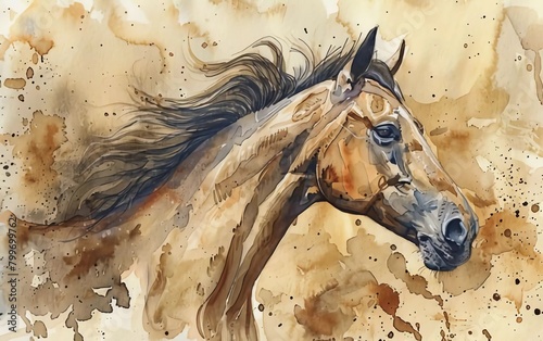 Cute horse watercolor painting