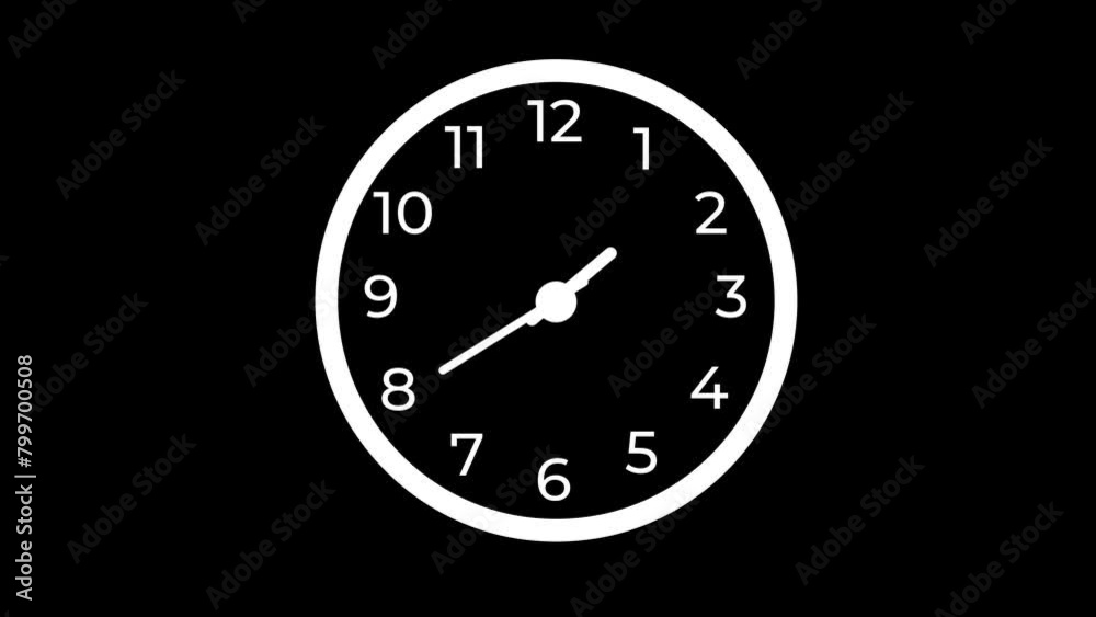 Animation of Clock Icon for time display Black background Animation of Clock Icon for time display Black background