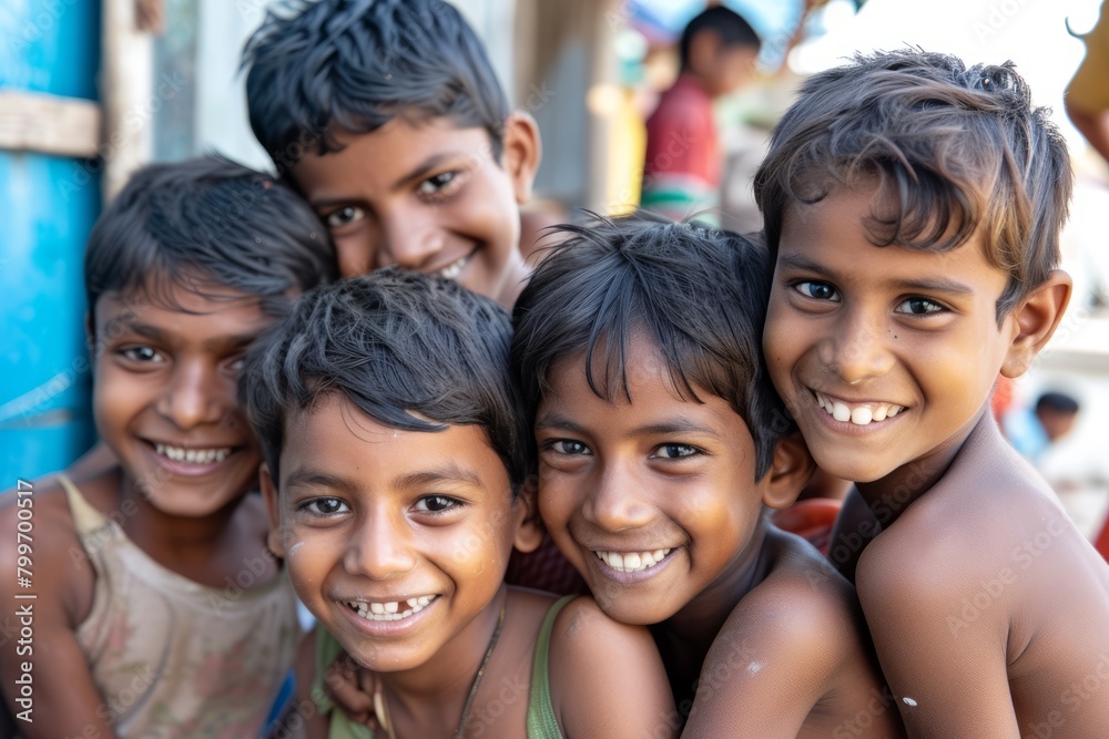 Group of happy Indian kids smiling at camera. Group of happy Indian kids smiling at camera.