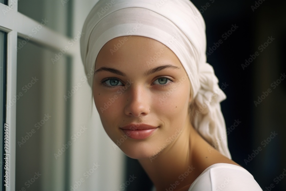 Thoughtful young woman in white hijab Thoughtful young woman in white hijab