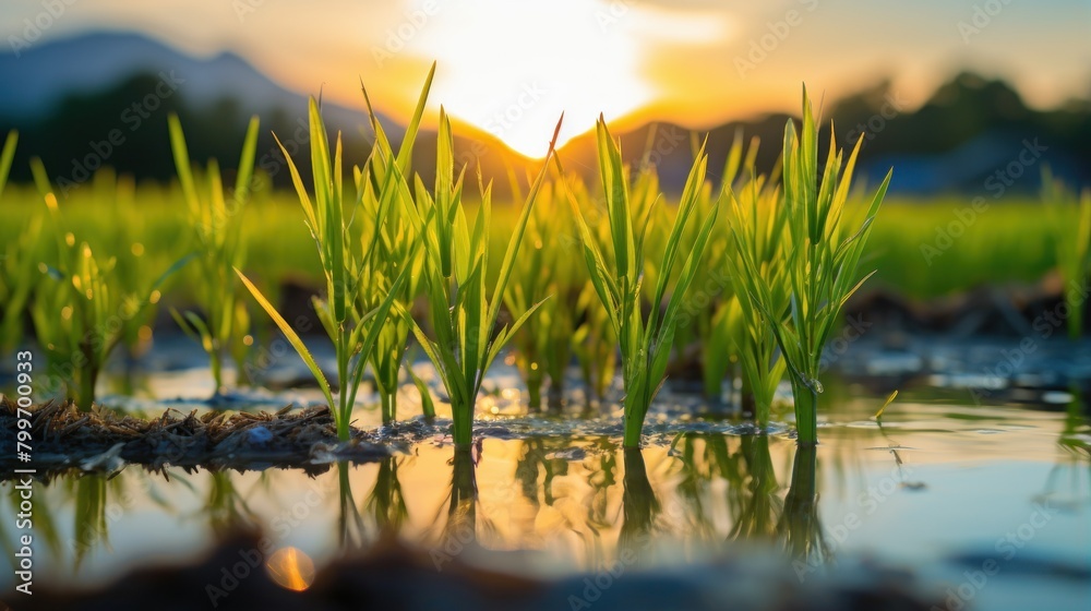 Fototapeta premium Serene Sunset Reflection in Tranquil Pond