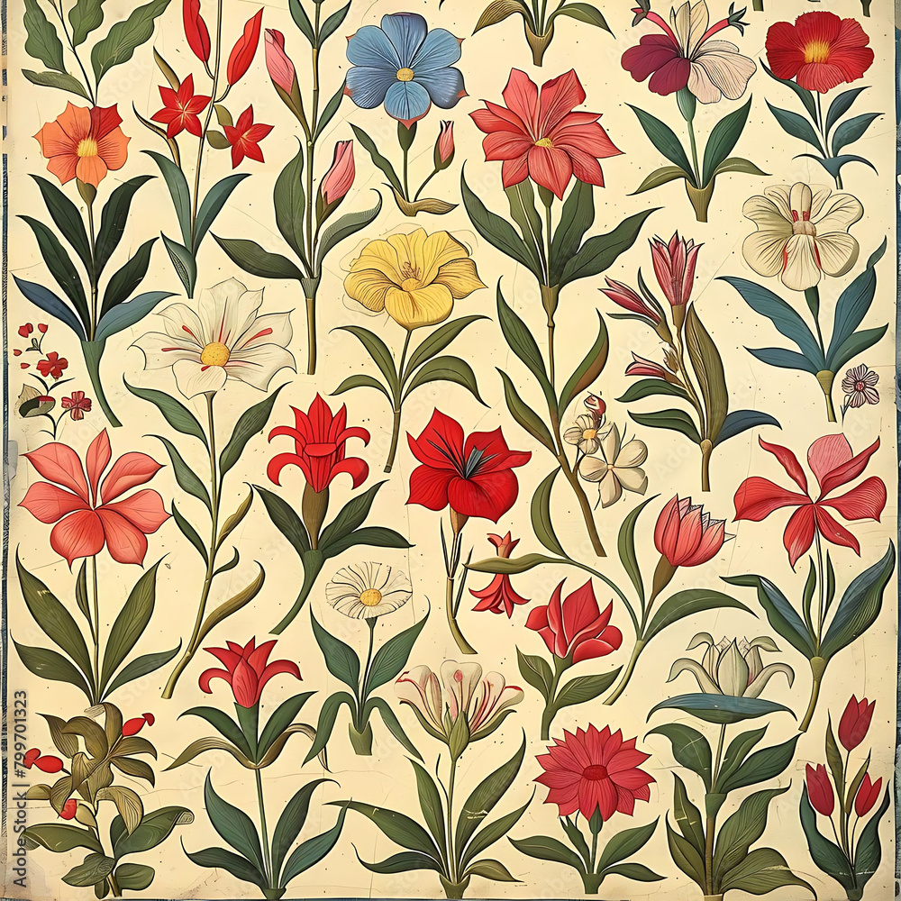 botanical pattern with copy space in the middle botanical pattern with copy space in the middle