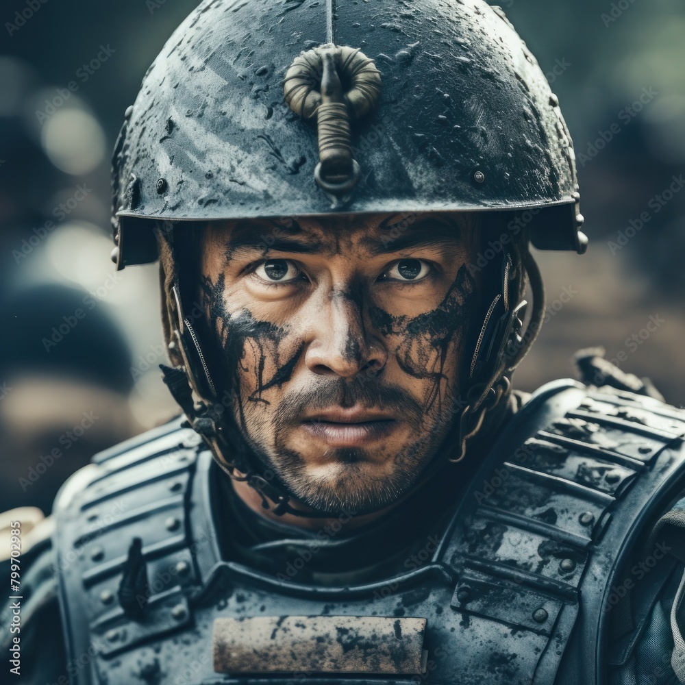 Intense Warrior in Tactical Gear Intense Warrior in Tactical Gear