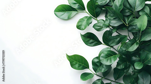 close - up of fresh green leaves on isolated background