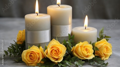 Elegant Candle and Rose Arrangement