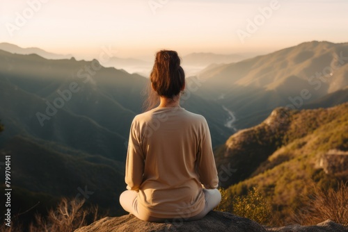 Peaceful Meditation Overlooking Scenic Mountain Landscape