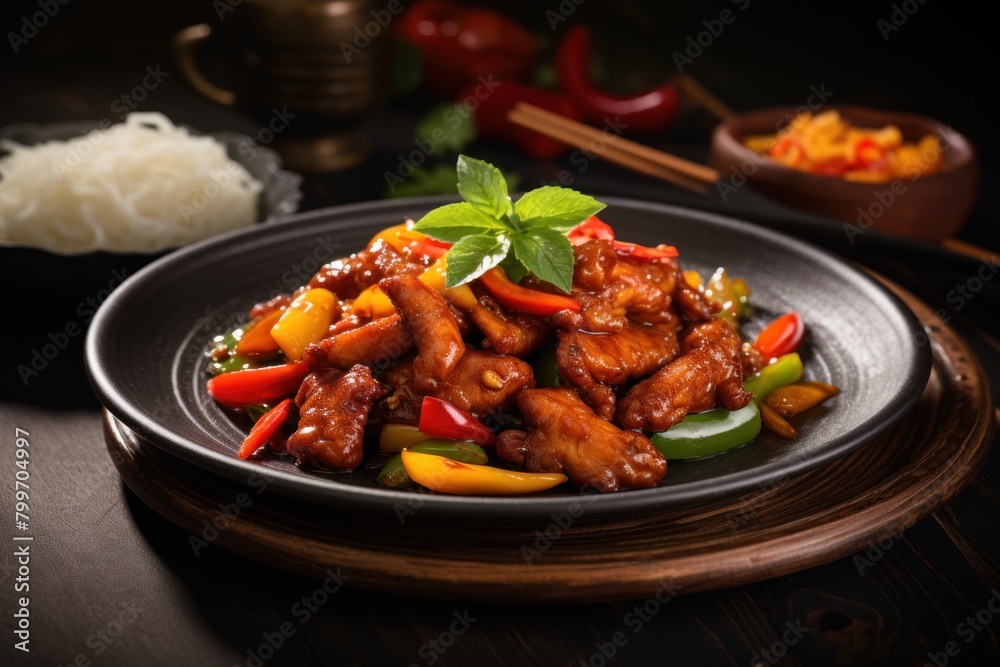 Delicious Asian-style stir-fried meat and vegetables