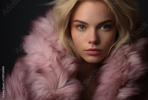 Glamorous woman in pink feather boa