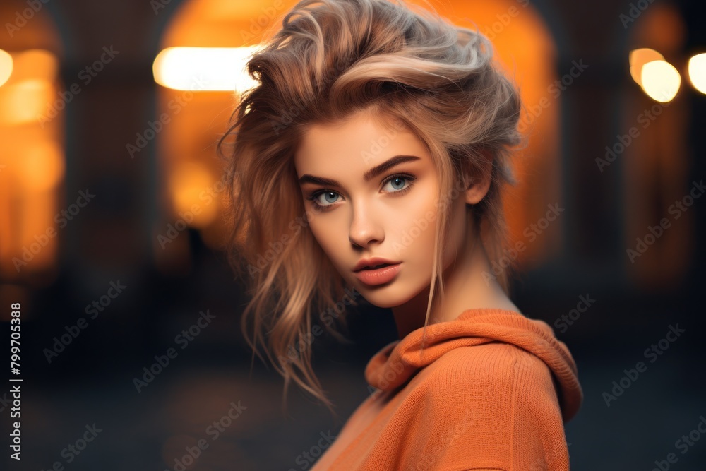 Captivating Blonde Woman in Warm Lighting Captivating Blonde Woman in Warm Lighting