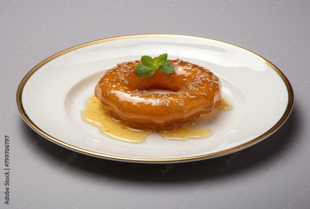 Delicious Caramel Dessert with Mint Garnish Delicious Caramel Dessert with Mint Garnish