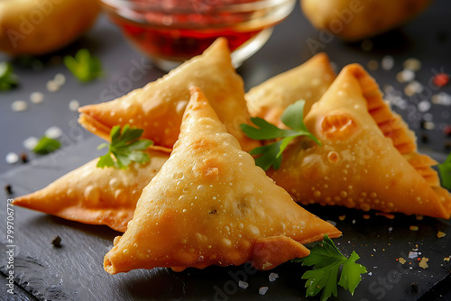 potato samosa snacks. indian food photo