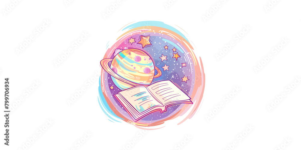 a cute planet with stars and an open book clipart, organic forms, pastel colours, contour lines, vector illustration, white background
a cute planet with stars and an open book clipart, organic forms, pastel colours, contour lines, vector illustration, white background