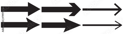 Straight long right vector arrow icon set 