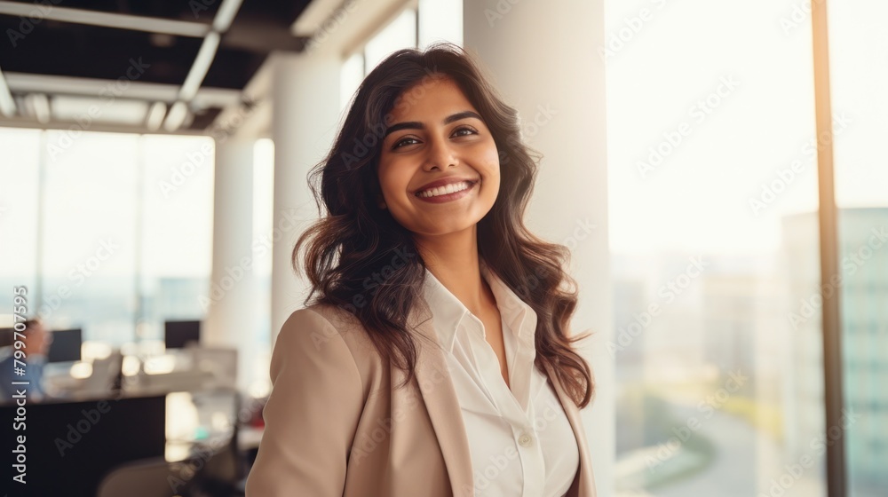 Smiling young professional woman in office Smiling young professional woman in office
