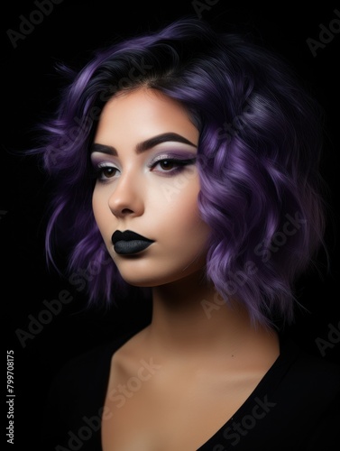 Captivating Portrait of a Woman with Vibrant Purple Hair © Balaraw