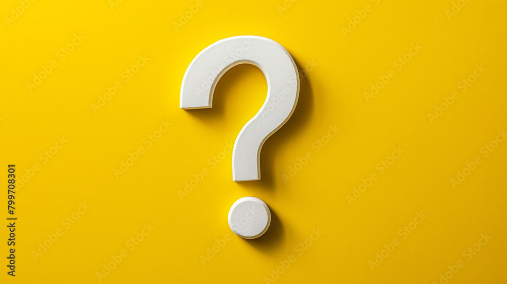 question mark isolated on yellow background, space for text	
