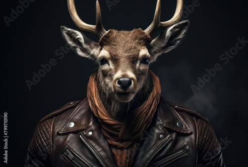 Deer in Leather Jacket