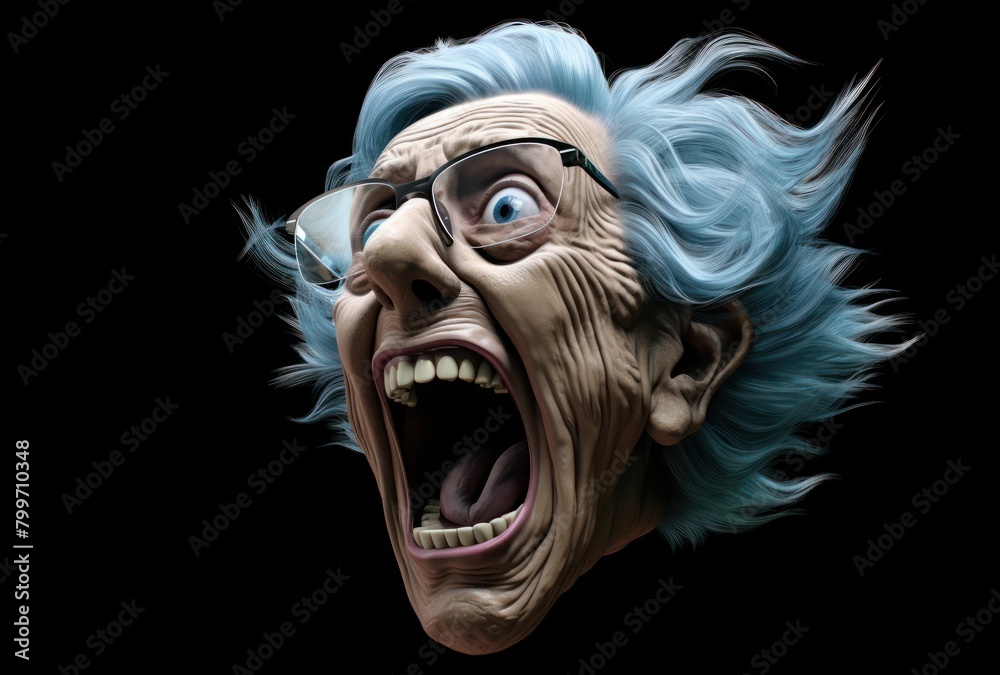Frightening Cartoon Face with Crazy Hair Frightening Cartoon Face with Crazy Hair