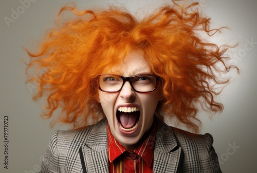 Angry Redhead Woman Screaming