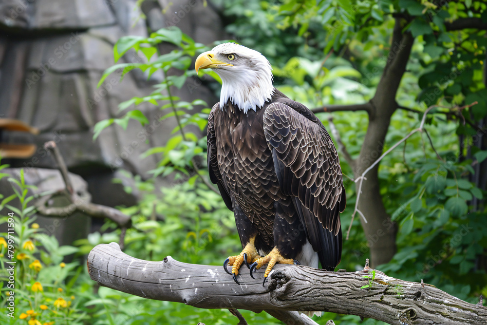 photo bald eagle perched majestically on tree photo bald eagle perched majestically on tree