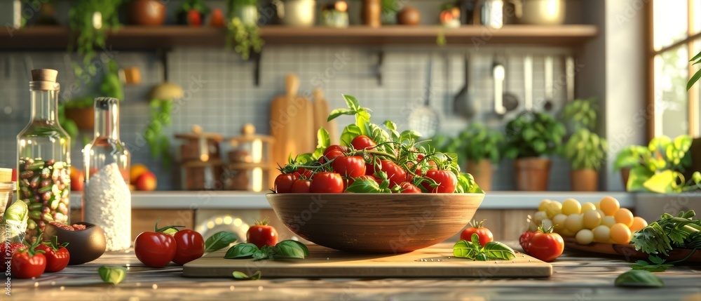 Develop a series of 3D animations for a cooking show that focuses on healthy recipes illustrating the cooking process in an engaging way Develop a series of 3D animations for a cooking show that focuses on healthy recipes illustrating the cooking process in an engaging way