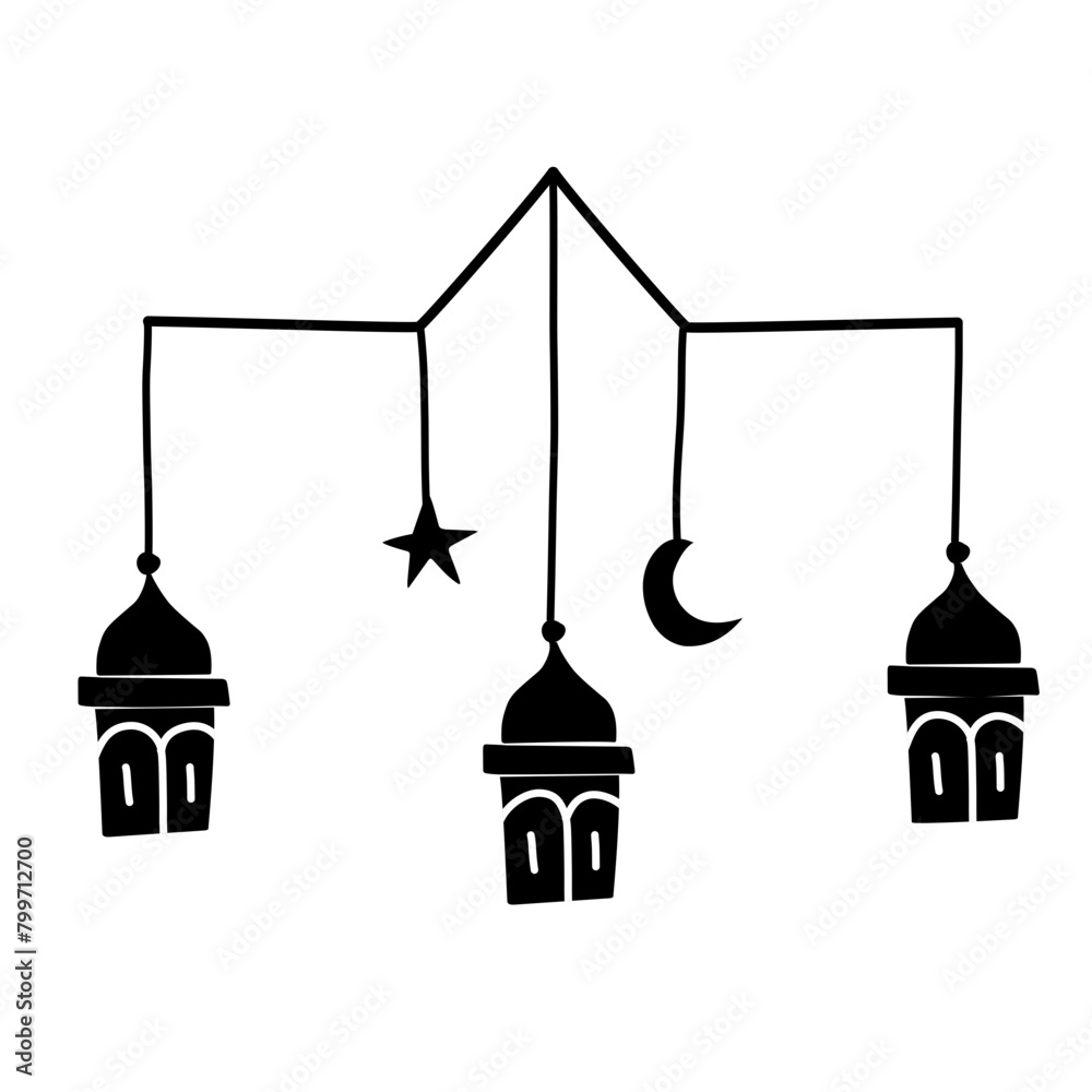 lantern decoration and islamic ornament