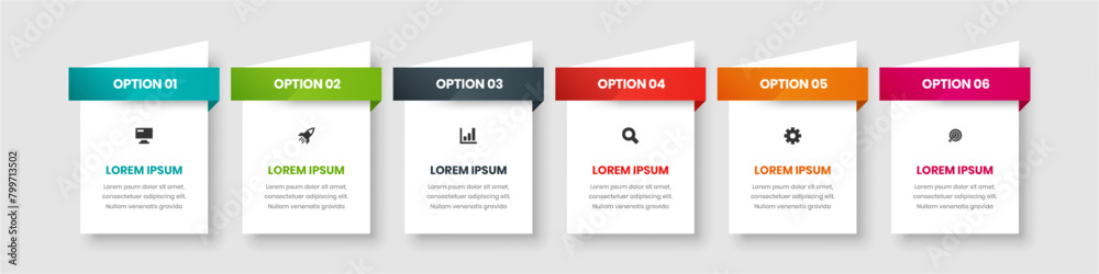Obraz premium Business Infographic Template with 6 Option and Icon Can be Used for Presentation 