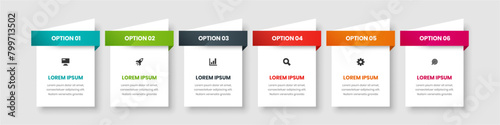 Business Infographic Template with 6 Option and Icon Can be Used for Presentation 