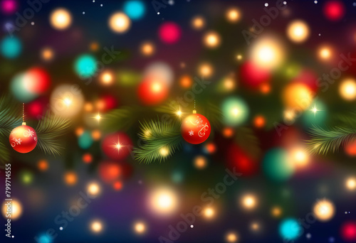 A digital painting of a Christmas themed background with colorful bokeh lights and stars