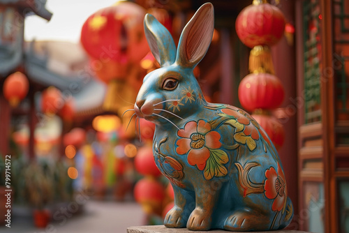The rabbit is one of 12 zodiac animals in celebration of Chinese New Year. Chinese Zodiac Rabbit