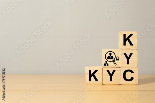 KYC or know your customer with business verifying the identity of its clients. Customize to the personalization marketing concept