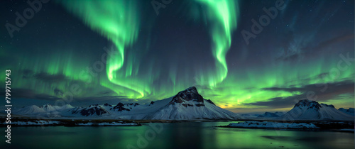 Aurora borealis or Northern lights in the sky,