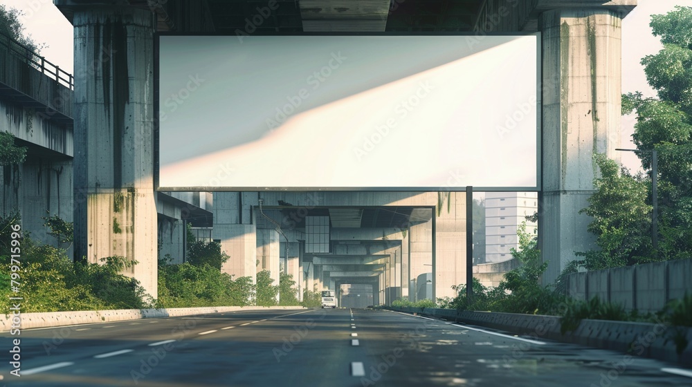 Banner mockup hanging over an expressway