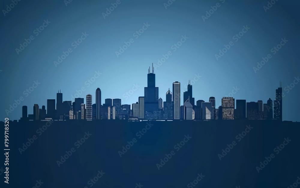 Chicago city skyline in silhouette Chicago city skyline in silhouette