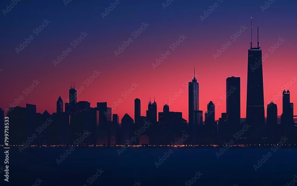 Chicago city skyline in silhouette