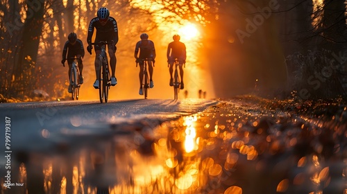 Awe-Inspiring Cyclists at Sunset: The Pursuit of Excellence