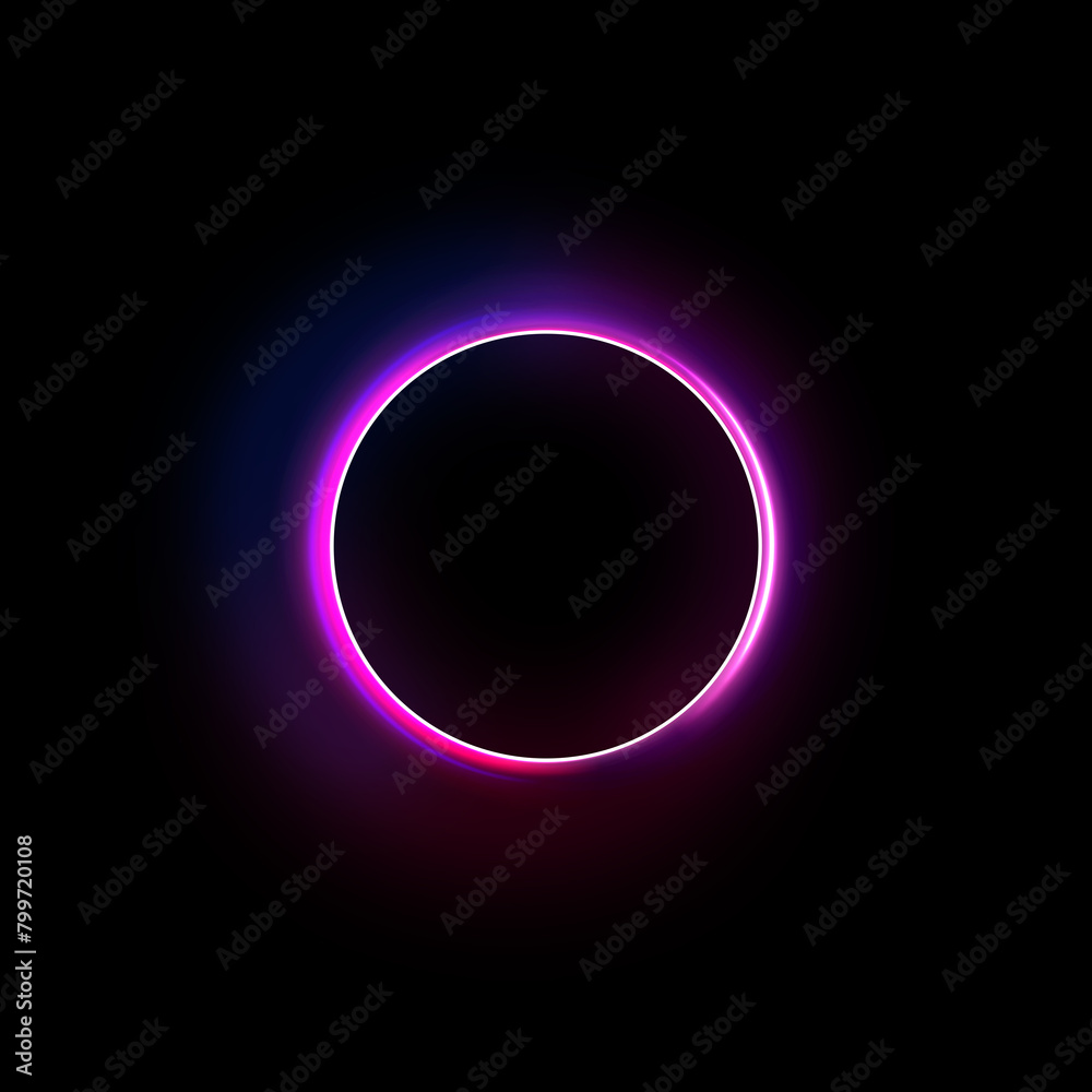 Neon blurry light circles at motion . Swirl trail effect. Abstract ...