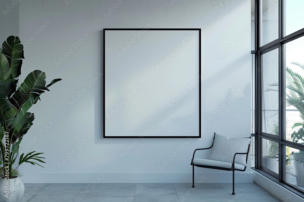 Sleek Simplicity: Minimalistic Frame in Dark Interior