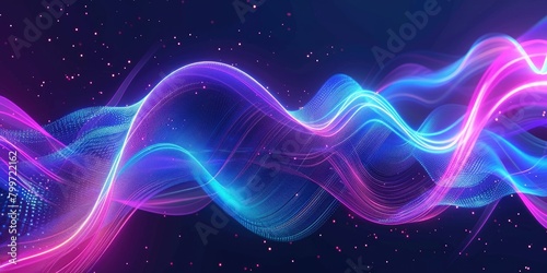 Big Neon Wave Background,abstract background with glowing lines