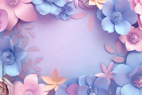 HD, 16k, empty space in center area, beautiful retro modern trendy Paper cut flowers bold and big 3D, minimalis element, background aspect ratio 16:9