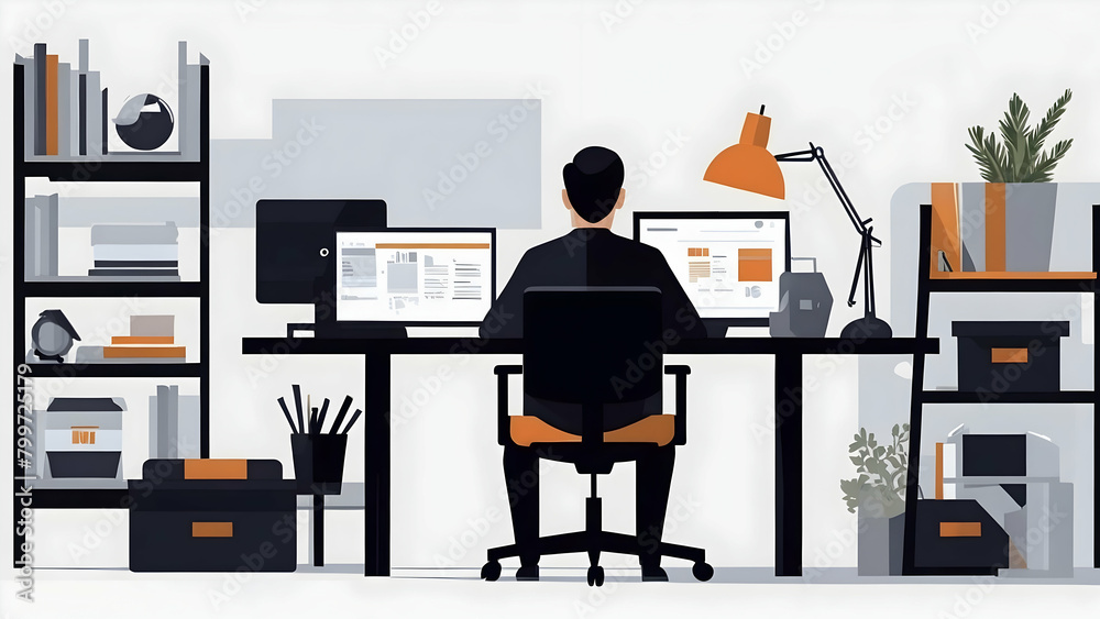 illustration of a person working on a laptop illustration of a person working on a laptop