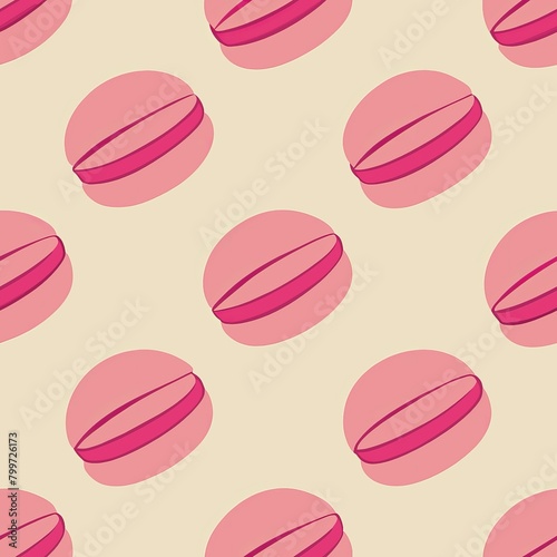 Seamless pattern of rose-flavored macarons delicately scented with floral notes, Generative AI