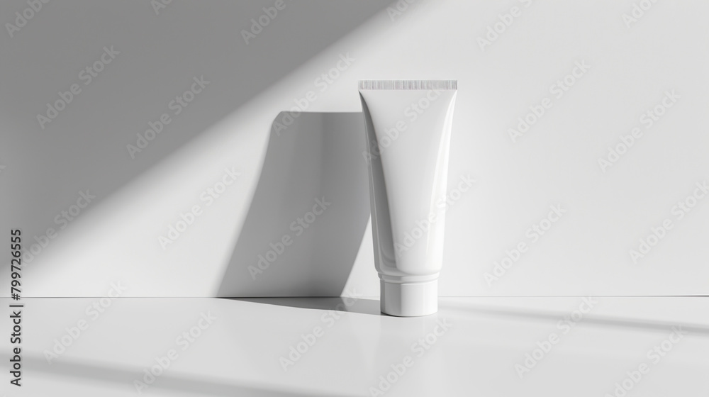 White tube container on white background created with Generative Ai technology White tube container on white background created with Generative Ai technology