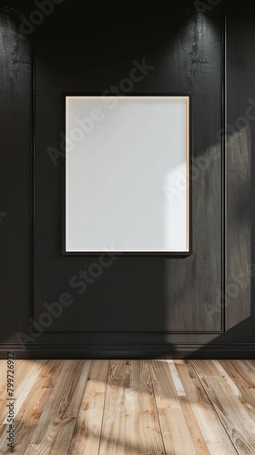 Sleek Simplicity  Minimalistic Frame in Dark Interior