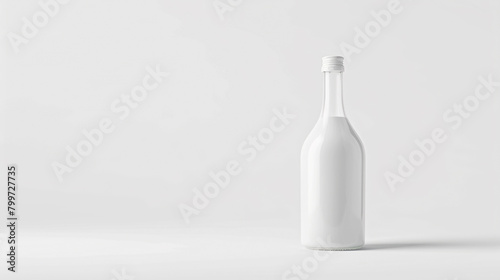 Empty glass bottle on white background created with Generative Ai technology