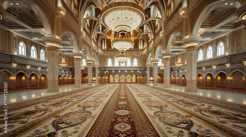 A large prayer hall in a mosque