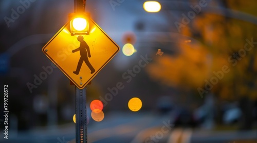 A yellow caution light flashing atop a school zone sign, warning drivers to slow down for pedestrian safety.