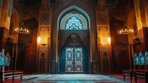 The minbar and mihrab in a mosque photo